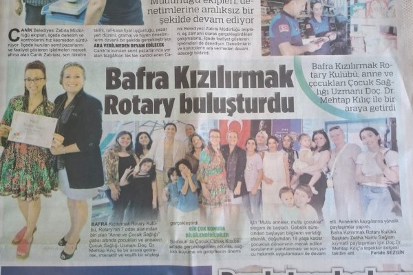 Bafra Kızılırmak Rotary Kulübü "Anne ve Çocuk Sağlığı" Etkinliği