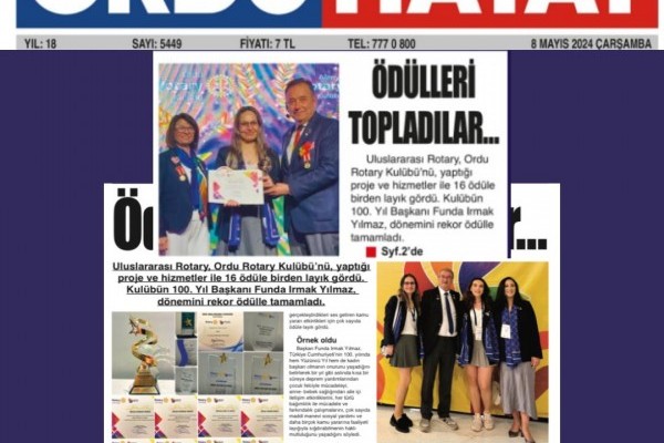 ORDU ROTARY KULÜBÜNÜN YEREL GAZETE HABERLERİ