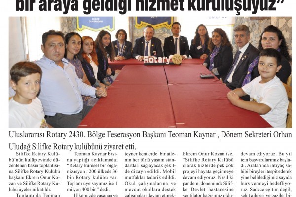 SİLİFKE ROTARY KULÜBÜ GUVERNÖR ZİYARETİ BASIN TOPLANTISI