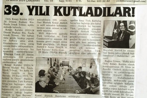 ORDU ROTARY KULÜBÜNÜN BASIN HABERİ