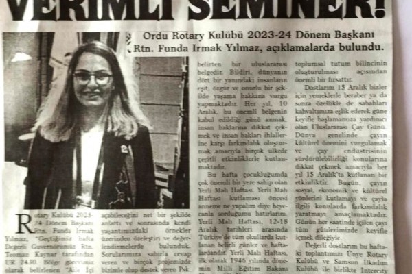 Ordu Rotary Kulübü Basın Haberi