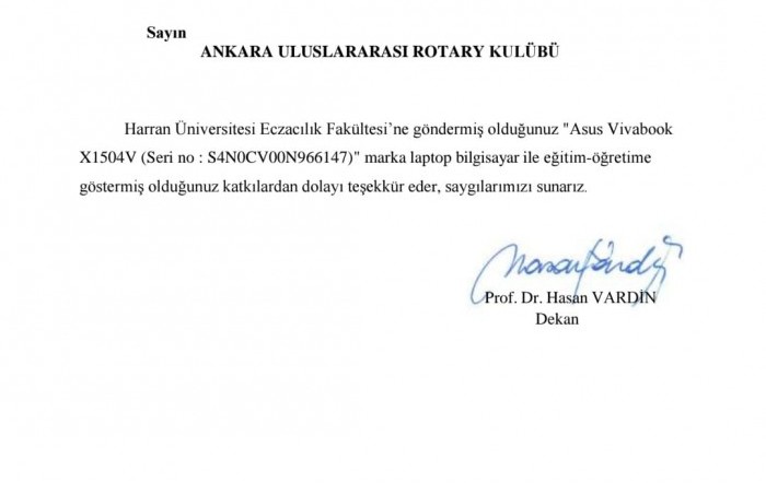Harran Üniversitesi Eczacılık Fakültesine Laptop alınması