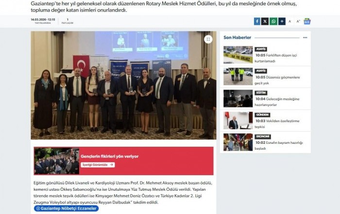 Meslek Hizmetleri Ödülleri Yerel basında yayınlanması
