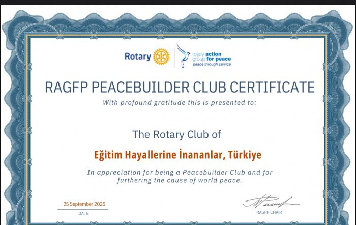 RAGFP PEACEBUILDER CLUB CERTIFICATE