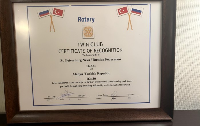 İkiz Kulüp Anlaşması (Saint Petersburg-Neva Rotary Kulübü)