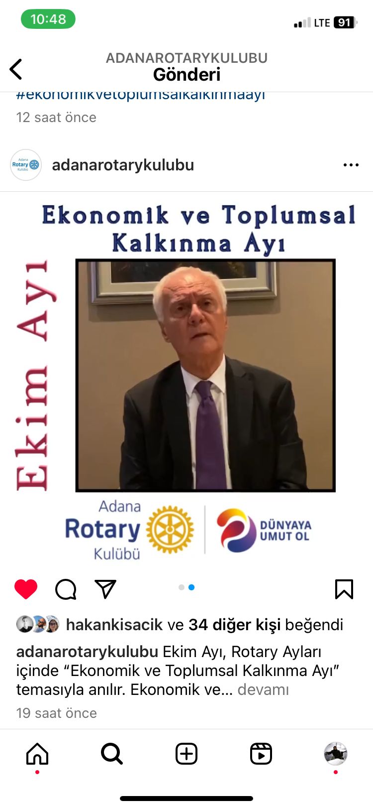 Adana Rotary Kulübü Ekim Ayında Ekonomik ve Toplumsal Kalkınma Videosu Yayınladı