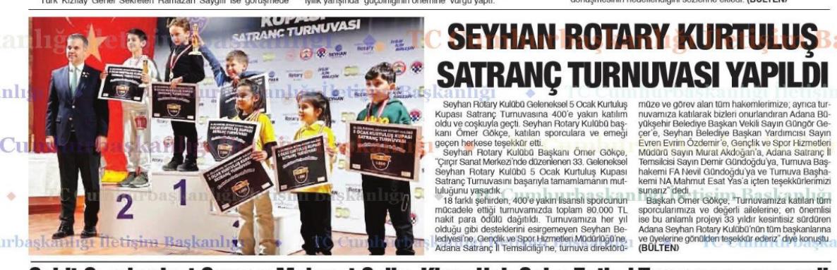 Kulüp Hizmetleri ,Satranç Turnuvasını basında yayınlatmak
