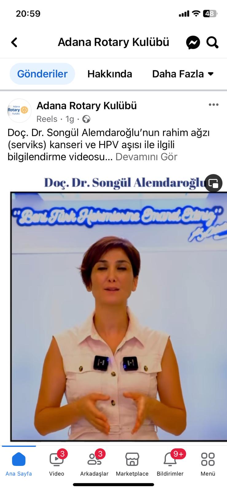 Adana Rotary Kulübü Serviks Kanseri ve HPV Aşısı Farkındalığı Yaratma Amacıyla Orijinal Video Yayınladı
