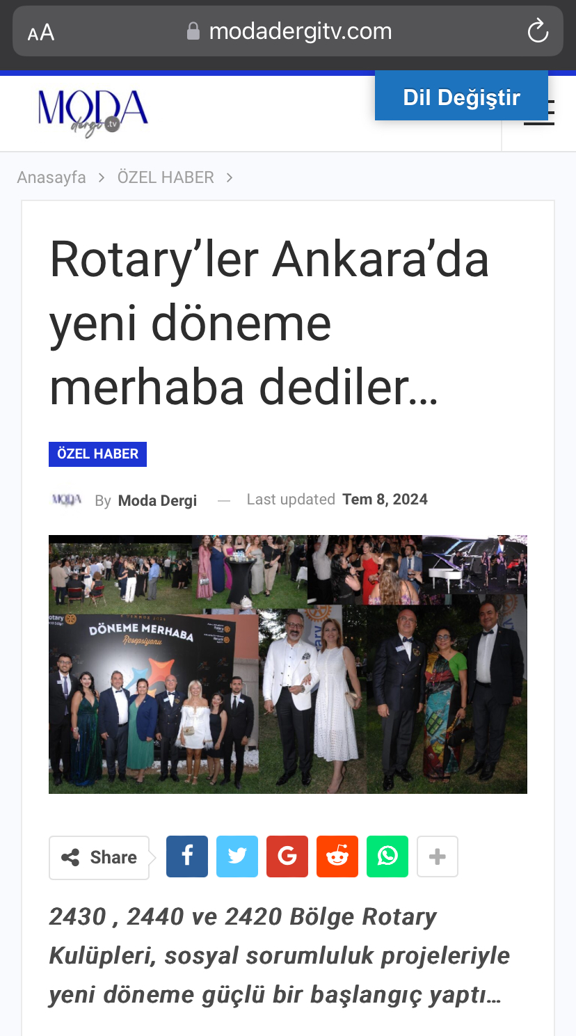 Rotary’ler Ankara’da yeni döneme merhaba dediler…