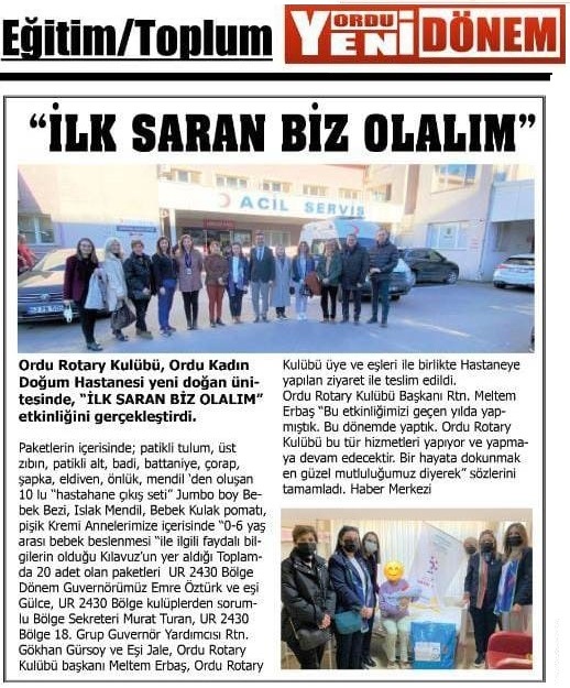 ORDU ROTARY KULÜBÜNÜN İLK SARAN BİZ OLALIM ETKİNLİĞİ BASINDA YER ALDI.