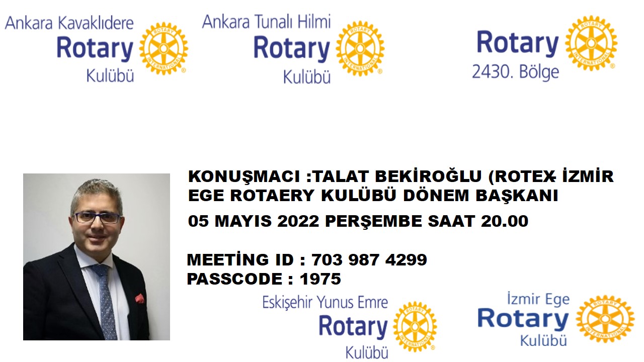 ANKARA KAVAKLIDERE RK NIN EV SAHİPLİĞİNDE EGE RK BAŞKANI (ROTEX) TALAT BEKİROĞLU TARAFINDAN BİR ROTEXİN GÖZÜNDEN ROTARY DEĞİŞİM PROĞRAMI ADLI SUNUM GERÇEKLEŞTİRİLDİ