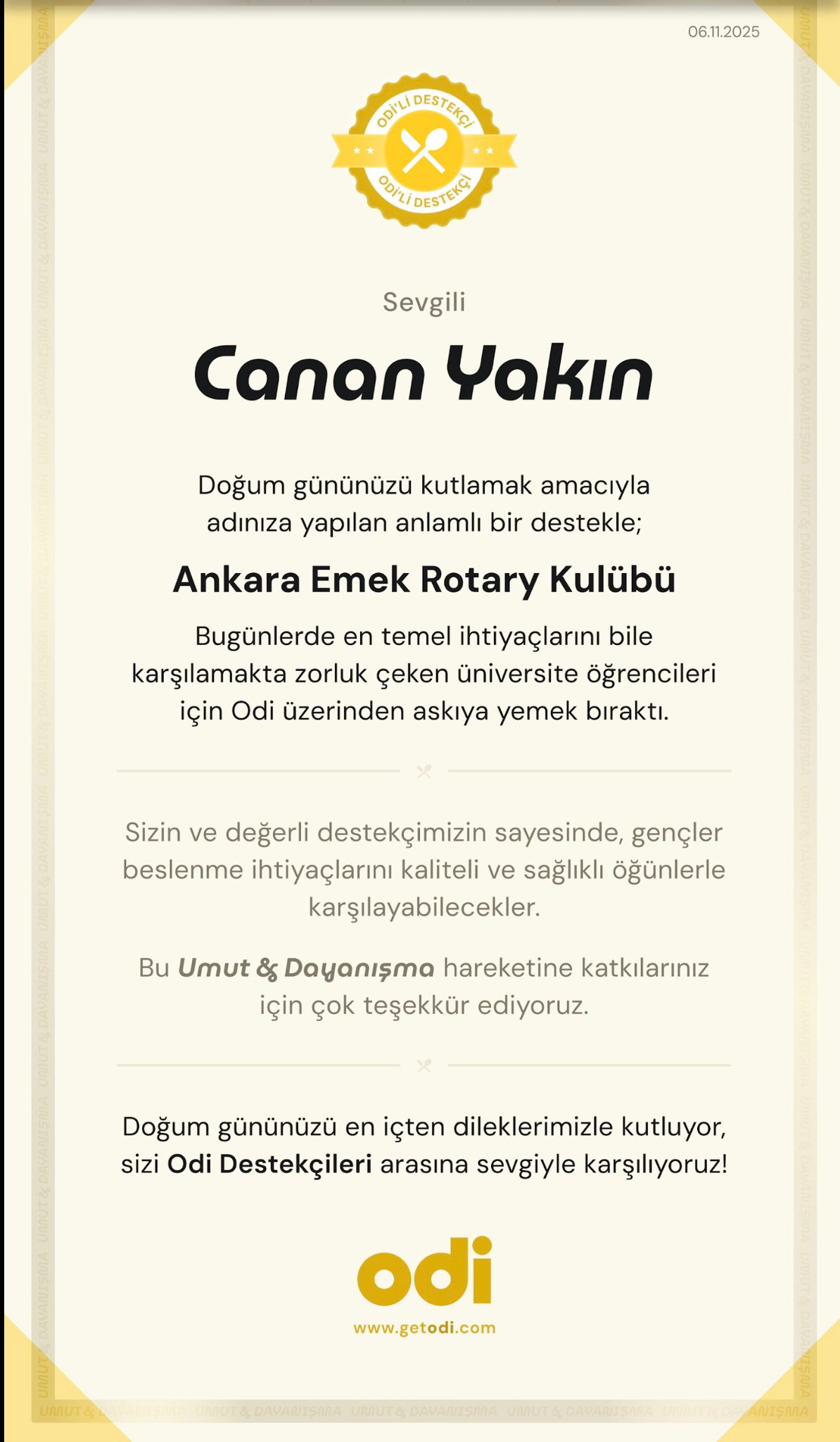 ODİ Askıda yemek Platformu ile işbirliği