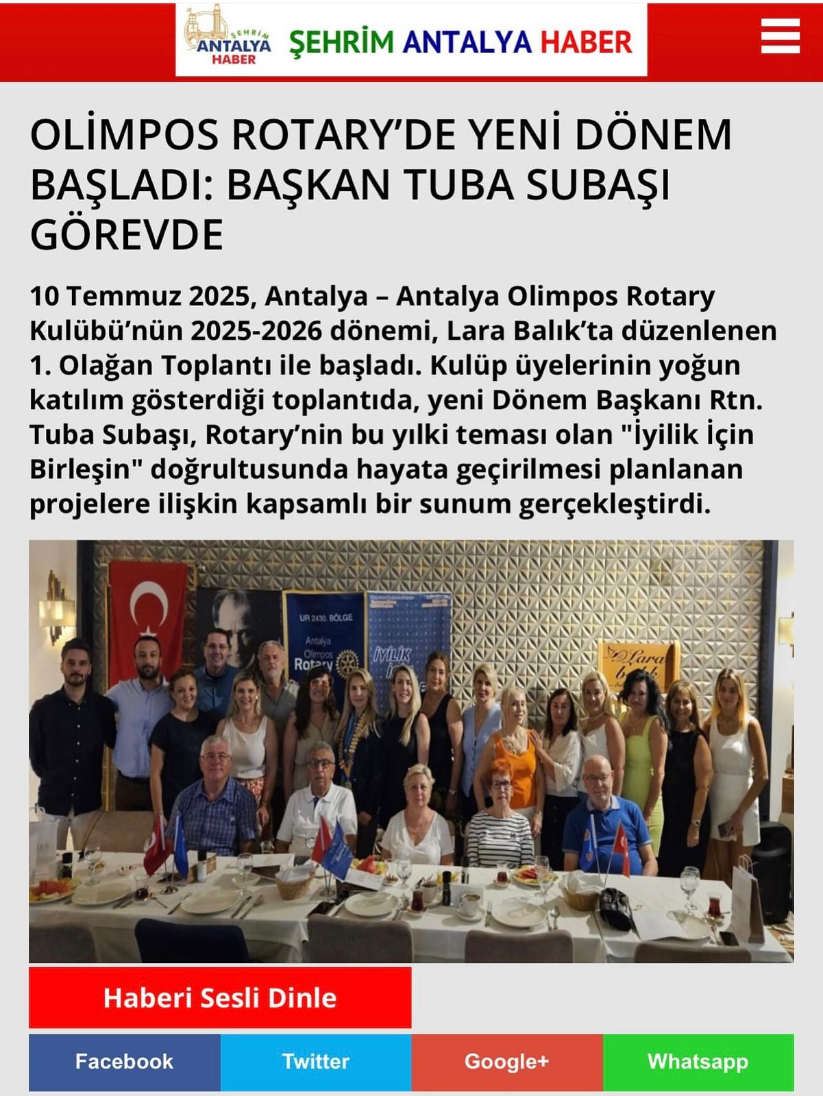 ANTALYA OLİMPOS RK TOPLUM HİZMETLERİ PROJELERİNİN BASIN HABERLERİ