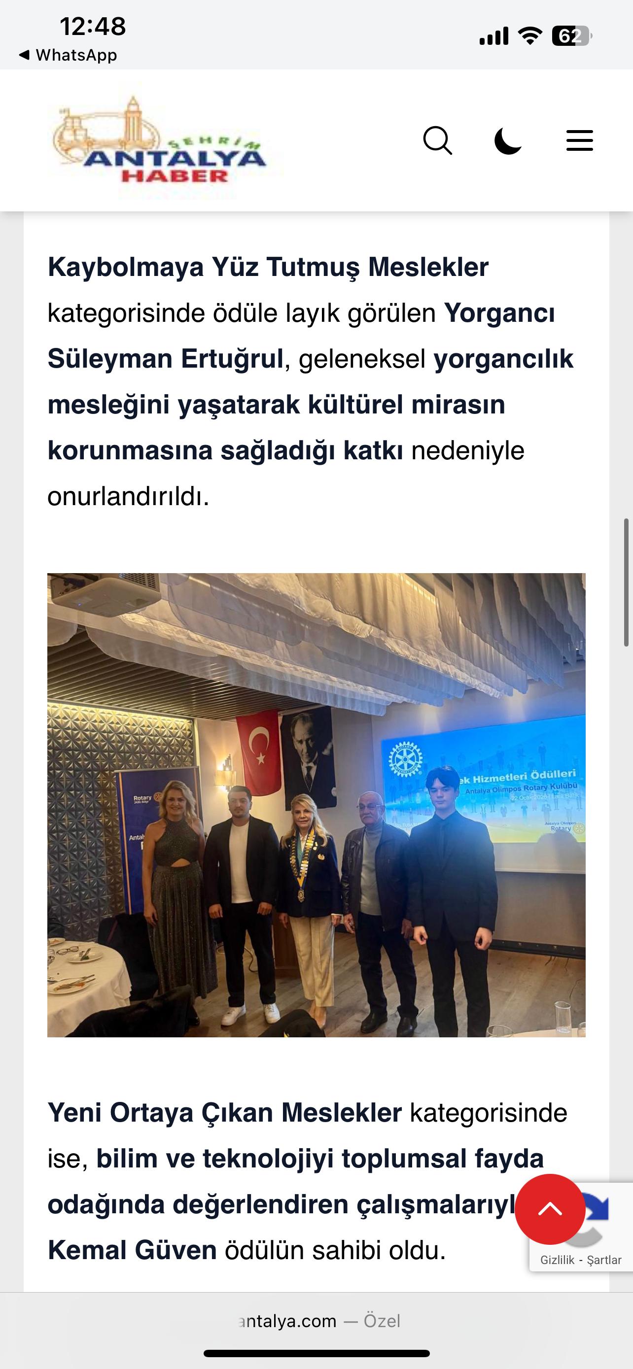 ANTALYA OLİMPOS RK MESLEK HİZMETLERİ PROJELERİNİN YEREL KANALDA YER ALMASI