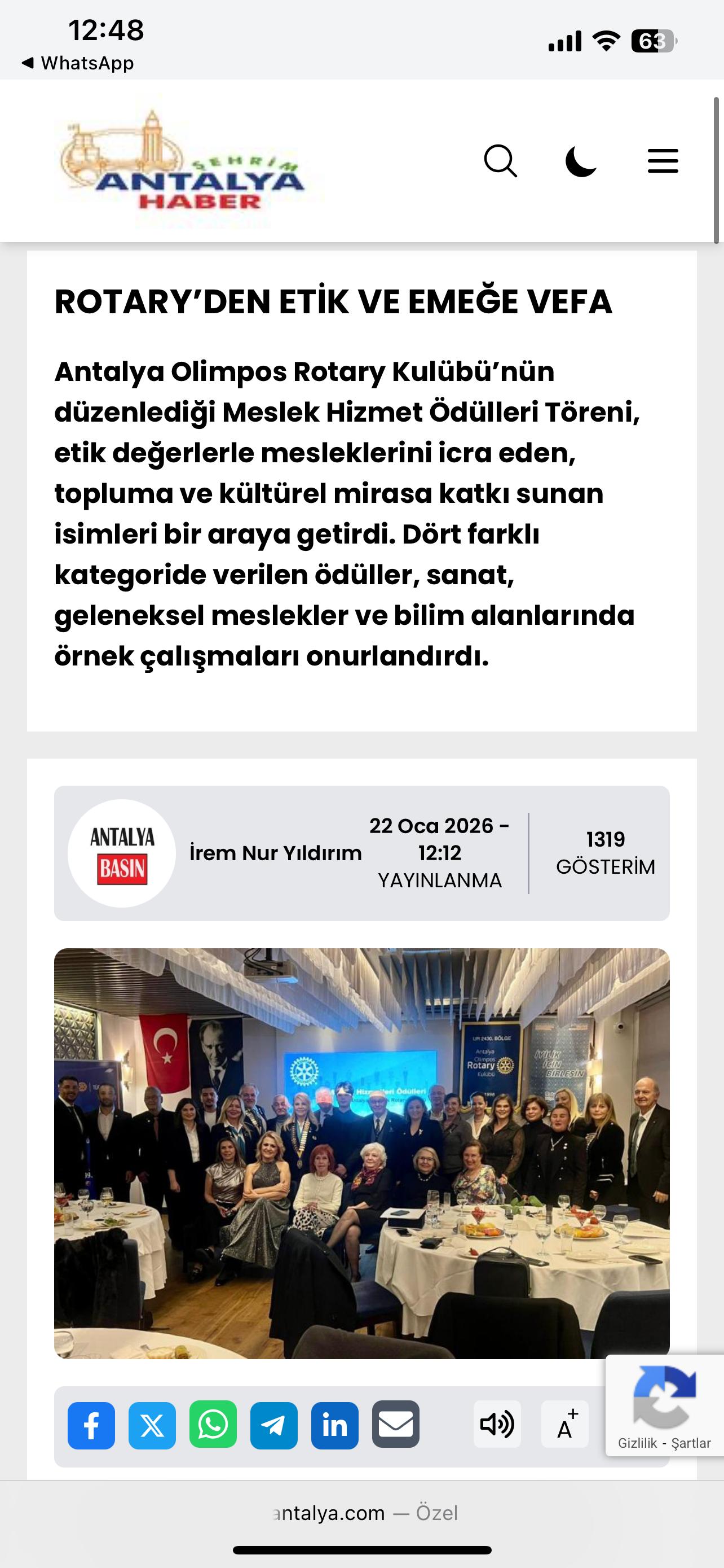 ANTALYA OLİMPOS RK MESLEK HİZMETLERİ PROJELERİNİN YEREL KANALDA YER ALMASI