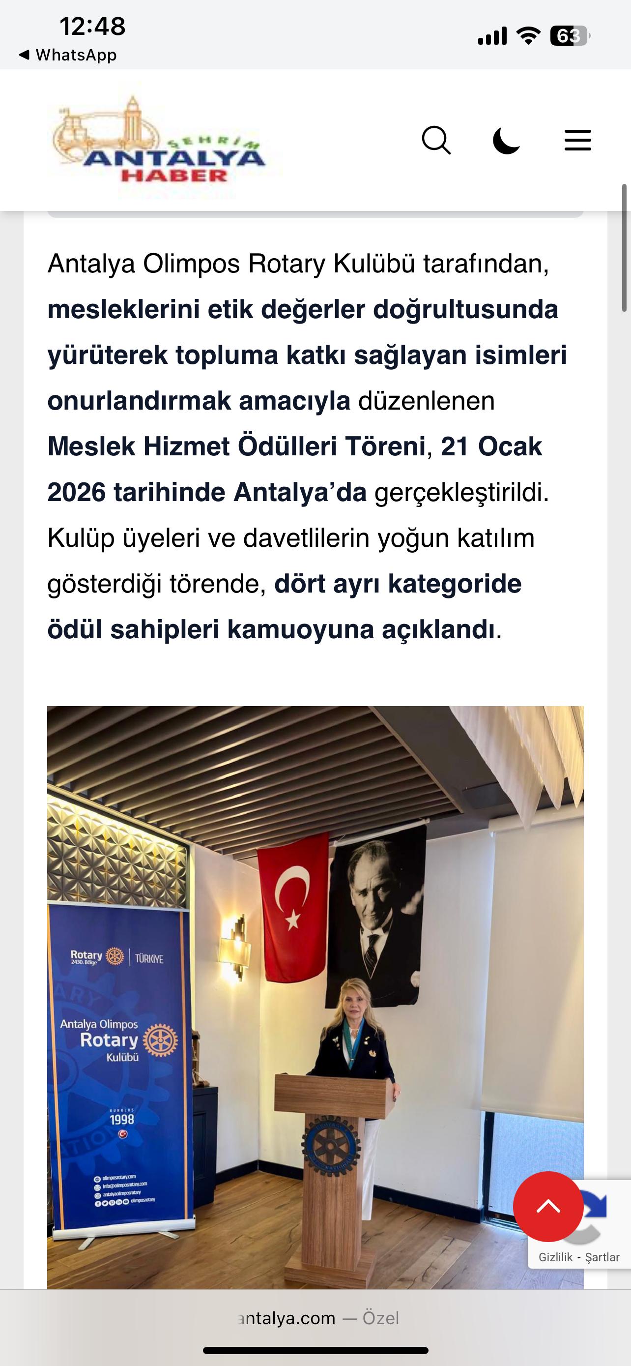 ANTALYA OLİMPOS RK MESLEK HİZMETLERİ PROJELERİNİN YEREL KANALDA YER ALMASI