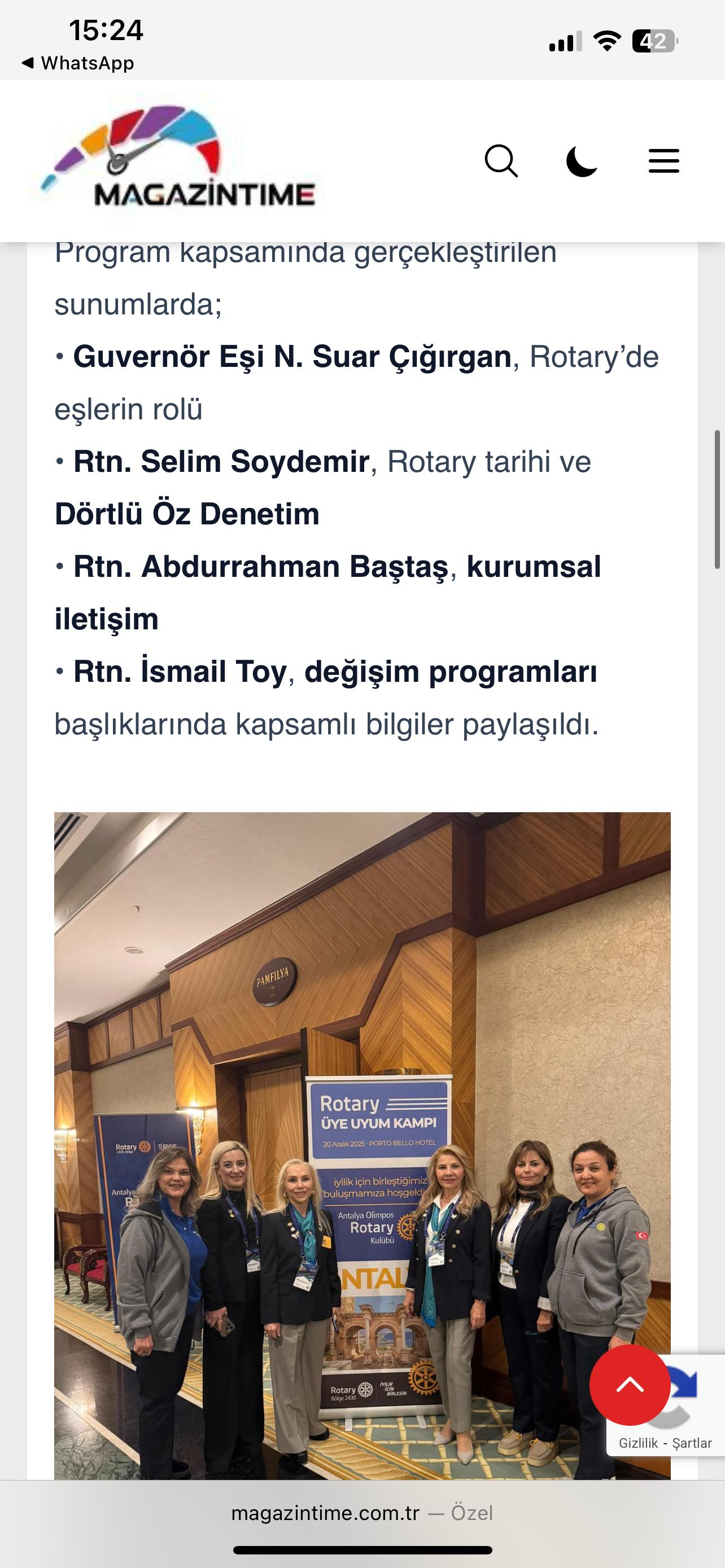 ANTALYA OLİMPOS RK'NÜN KULÜP HİZMETLERİ KOMİTESİ KAPSAMINDA PROJESİNİN YEREL KANALDA YER ALMASI