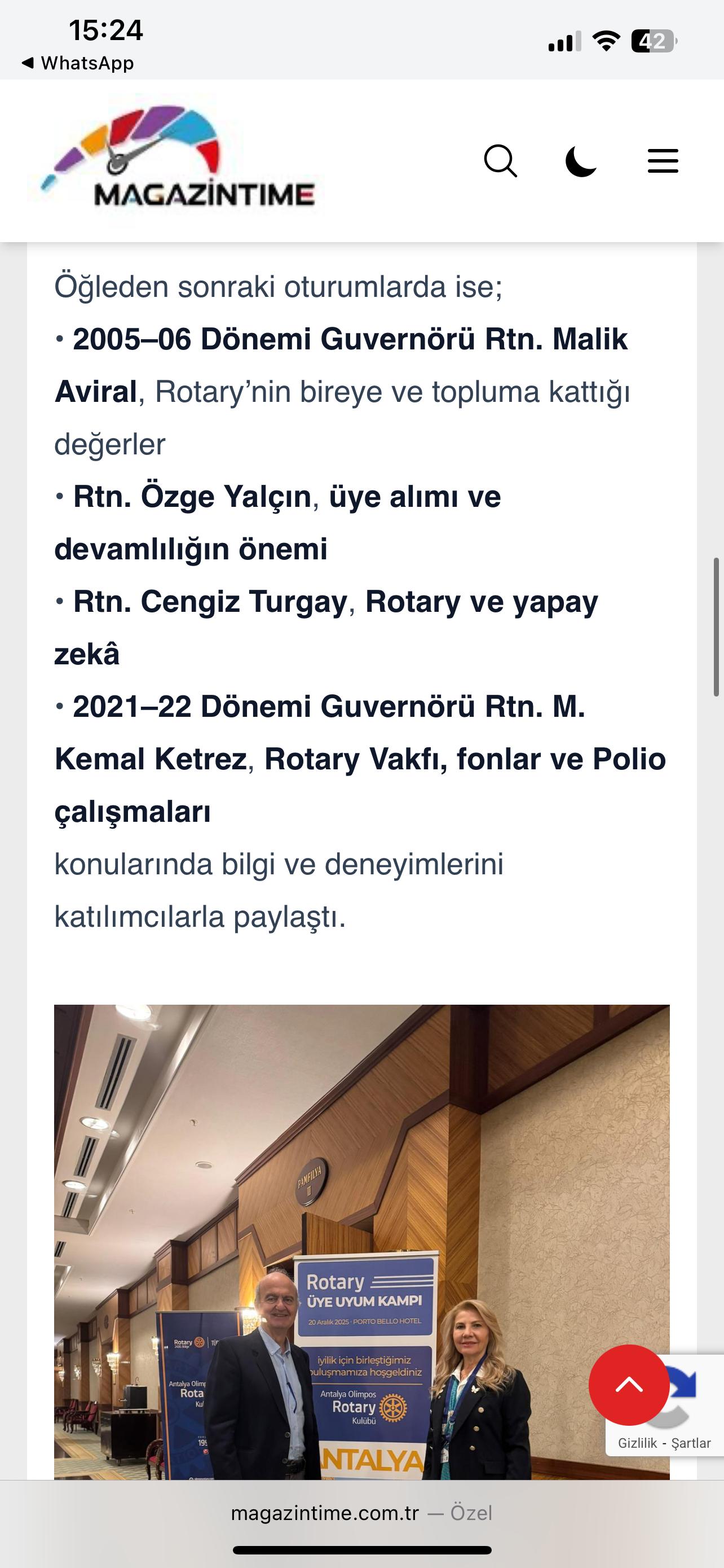 ANTALYA OLİMPOS RK'NÜN KULÜP HİZMETLERİ KOMİTESİ KAPSAMINDA PROJESİNİN YEREL KANALDA YER ALMASI