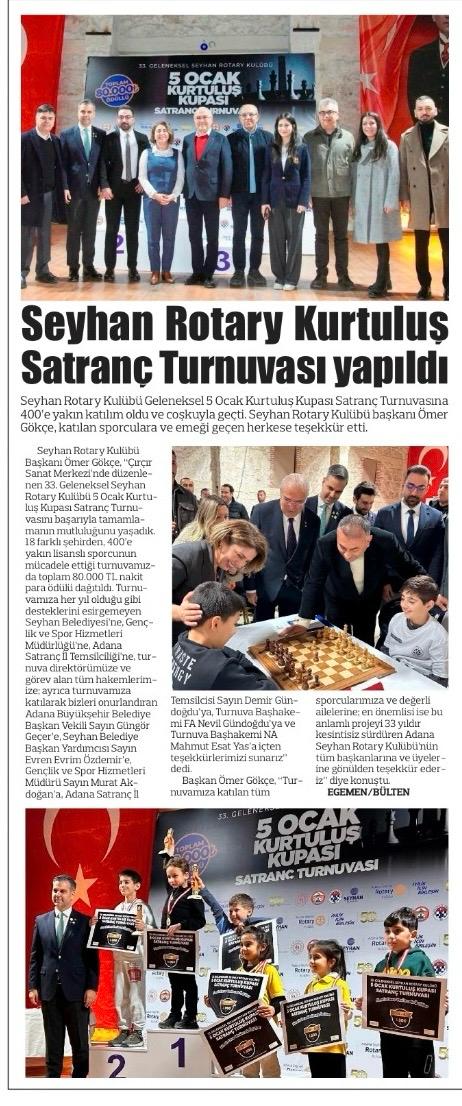Kulüp Hizmetleri ,Satranç Turnuvasını basında yayınlatmak