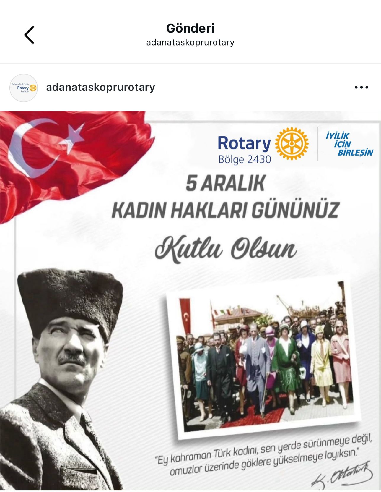 Adana Taşköprü Rotary Kulübü Sosyal Medya Paylaşımları