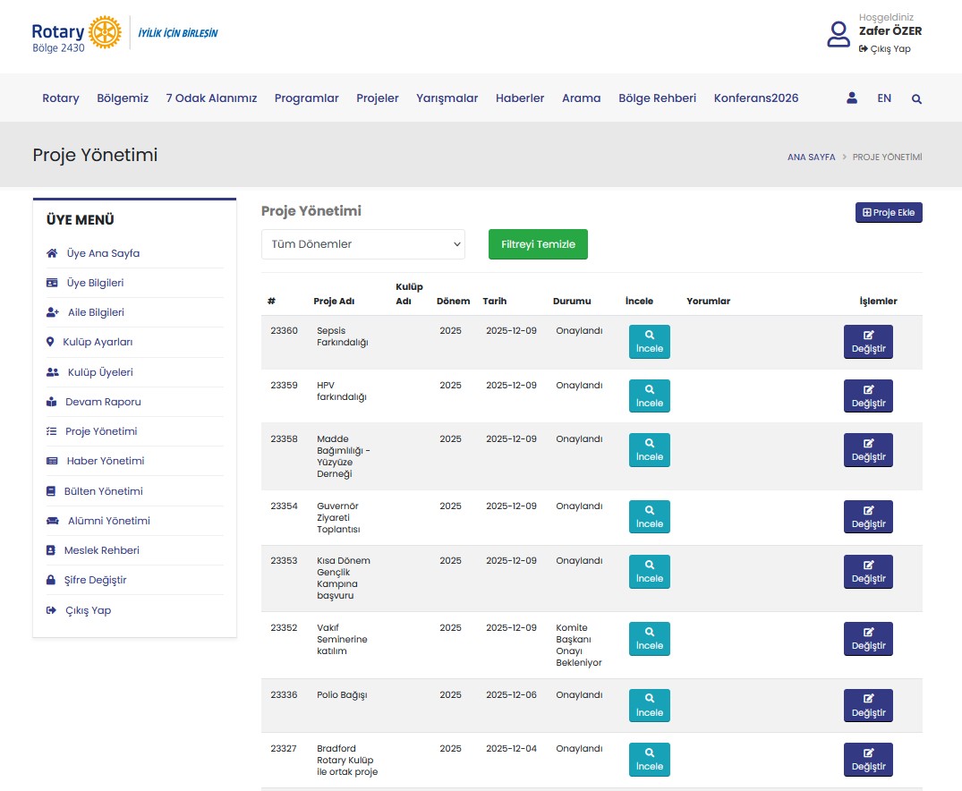 Bilgi İşlem Arşiv ve REP- Projelerin WEB'e yüklenmesi