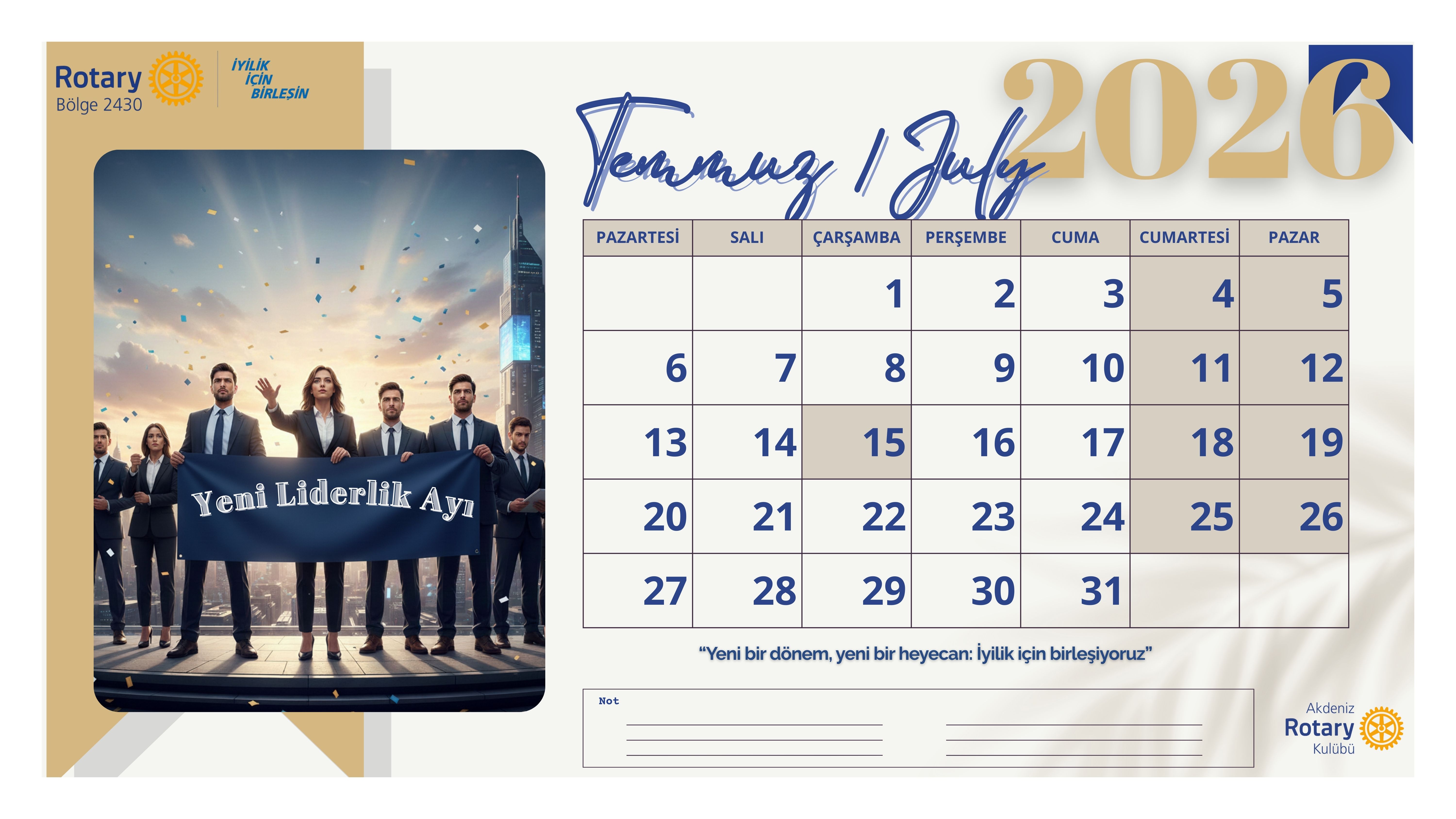 Akdeniz Rotary Kulübü Masa Takvimi Projesi