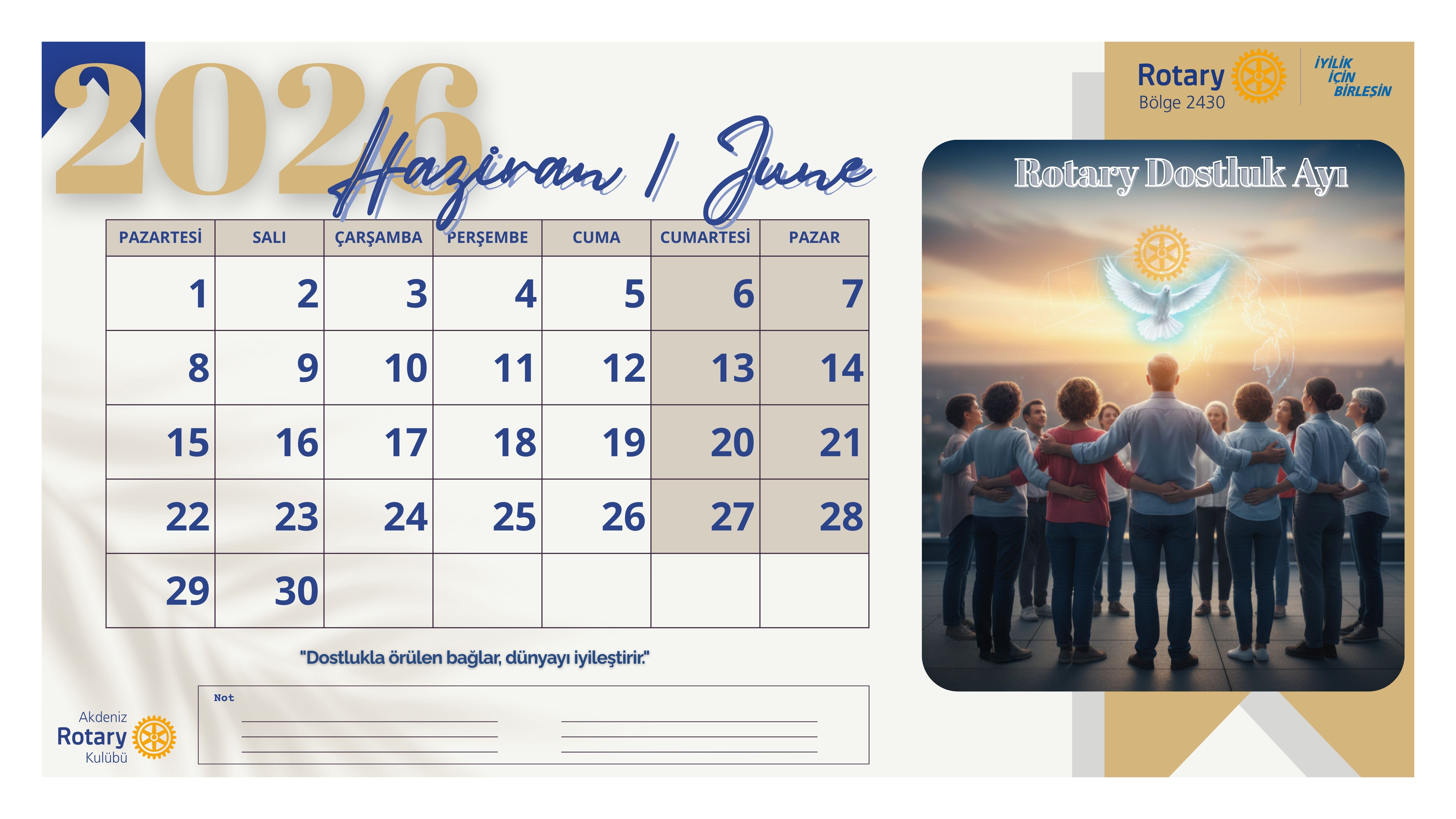 Akdeniz Rotary Kulübü Masa Takvimi Projesi