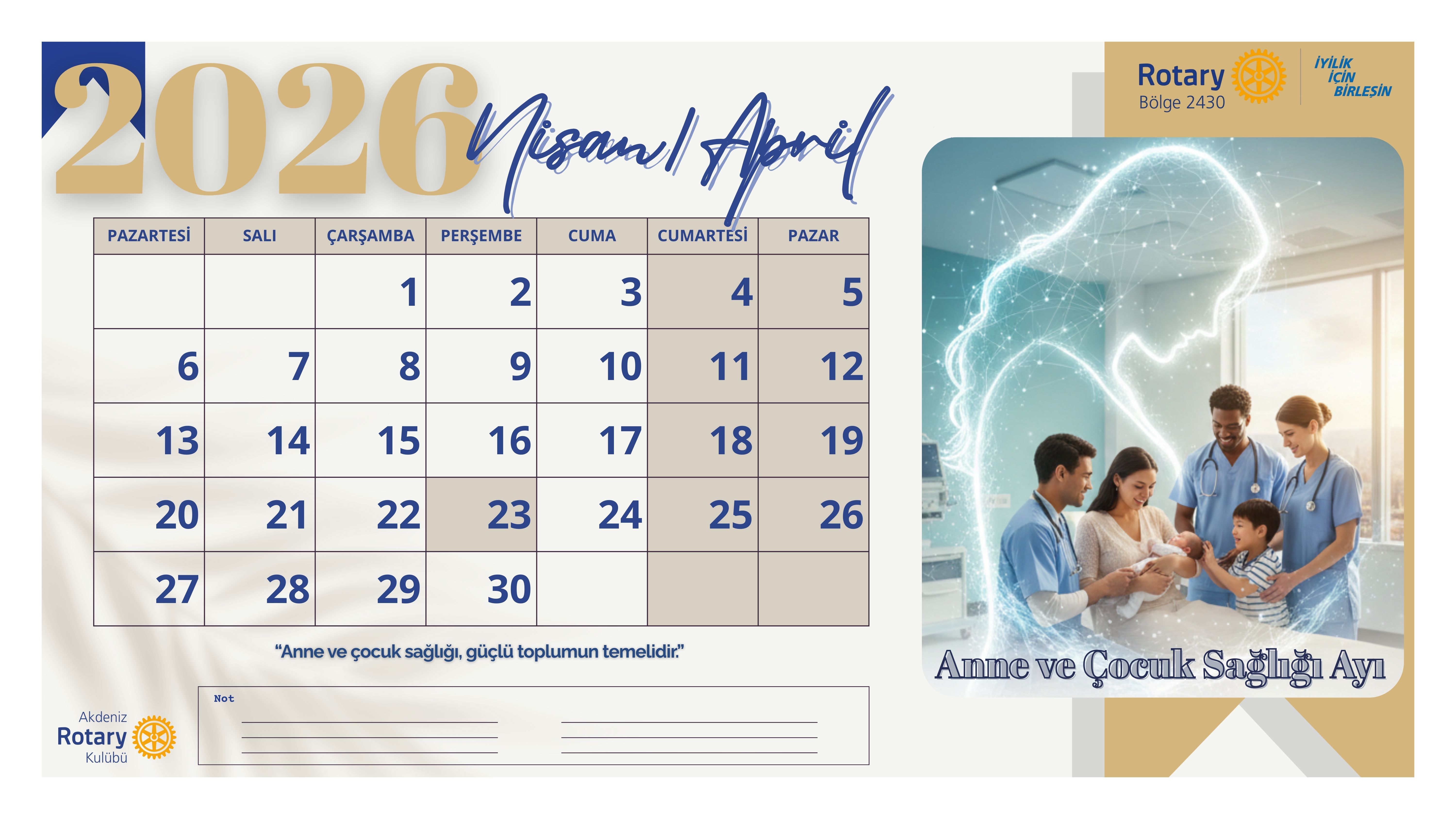 Akdeniz Rotary Kulübü Masa Takvimi Projesi