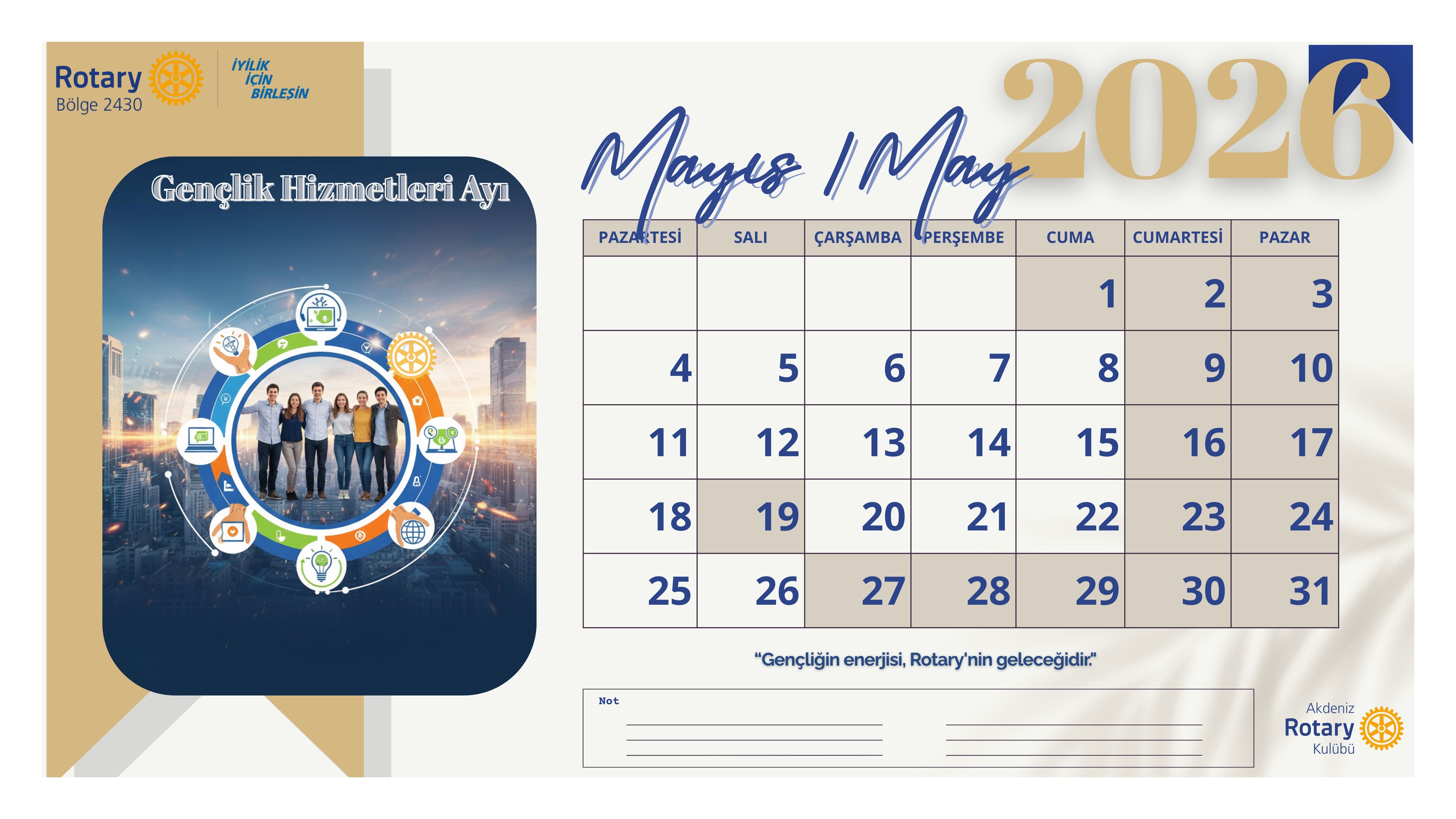 Akdeniz Rotary Kulübü Masa Takvimi Projesi