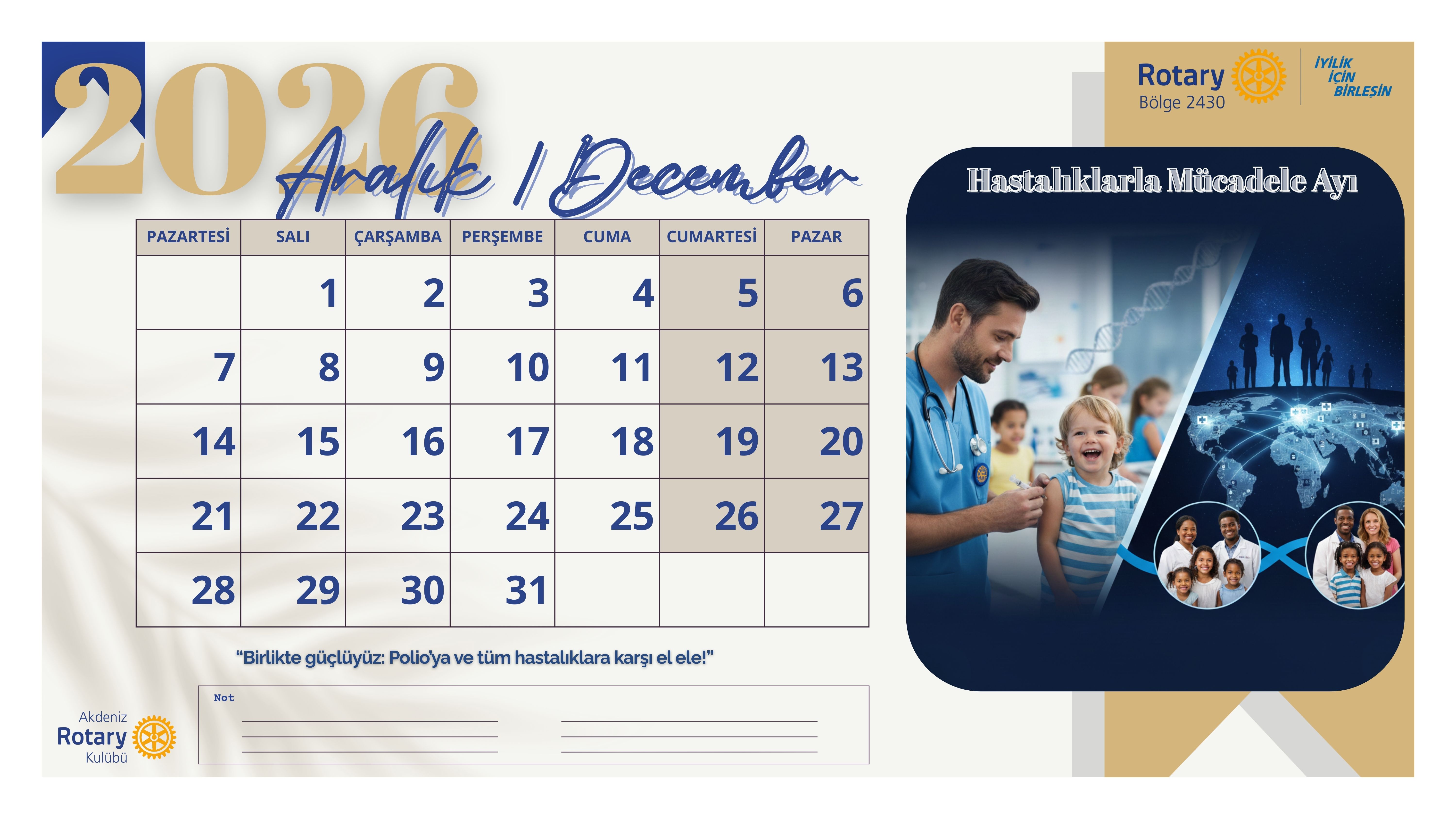Akdeniz Rotary Kulübü Masa Takvimi Projesi