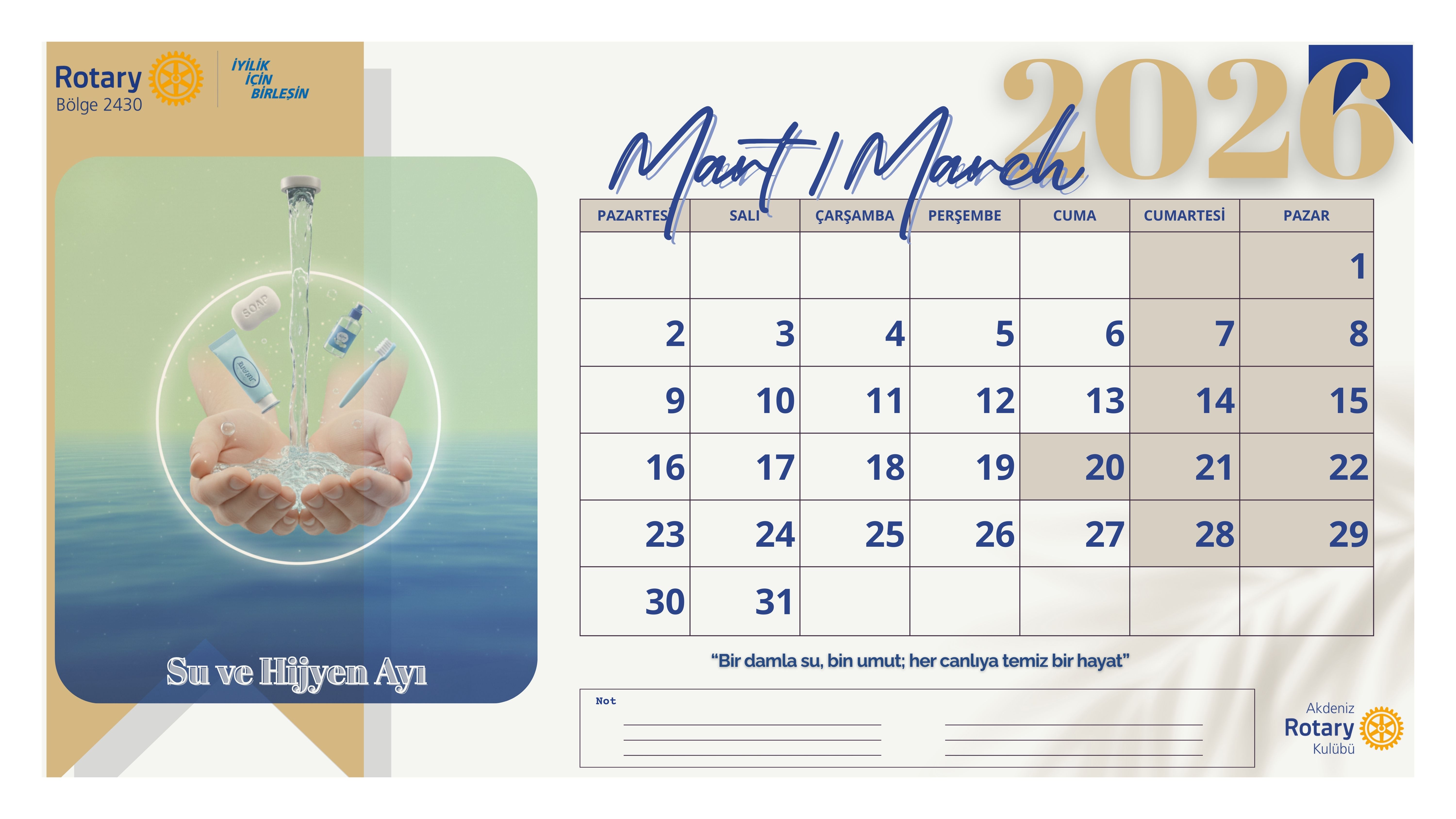 Akdeniz Rotary Kulübü Masa Takvimi Projesi