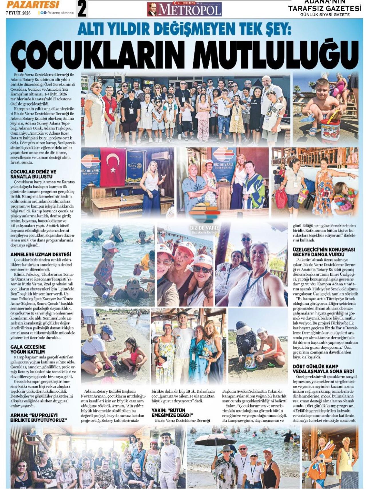 Adana 5 Ocak Rotary Kulübü ile Karataş’ta Sevgi, Dayanışma ve Gülümseme