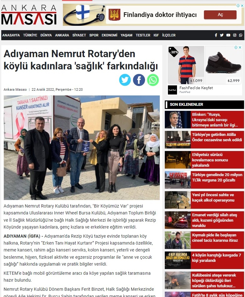 Nemrut Rotary Kulübü Gazete Haberleri