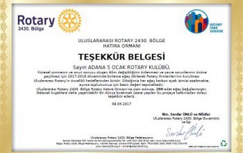 Rotary Hatıra Ormanı'na Destek Projesi