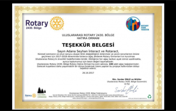 TARSUS ROTARY HATIRA ORMANI İÇİN 520 + 100 ADET AĞAÇ BAĞIŞI