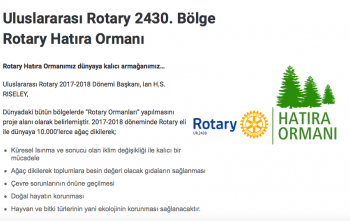 Rotary Hatıra Ormanına 100 ağaç ile destek