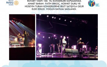 Rotary Vakfı 100. yılı kapsamında, üyemiz Ahmet Baran verdiği konserlerle fon yaratıldı.