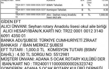 Seyhan Rotary Anadolu Lisesi Forma İhtiyacı