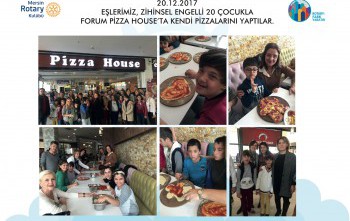 Eşlerimiz, zihinsel engelli 20 çocukla Forum Pizza Houste kendi pizzalarını yaptılar.
