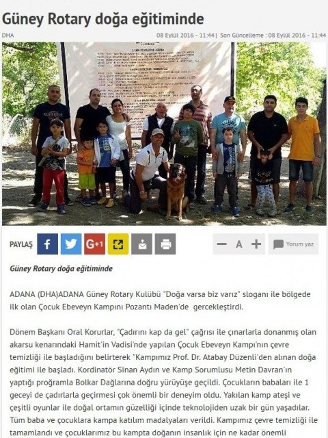 Adana Güney Rotary Kulübü Ebeveyn Çocuk Kampı 