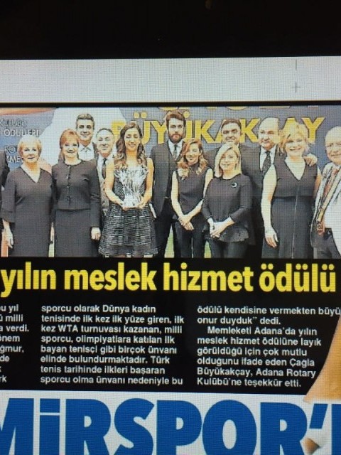 Adana Rotary Kulübü Meslek Hizmetleri Ödülü Çağla BÜYÜKAKÇAYa verildi