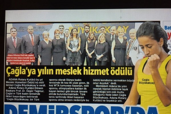 Adana Rotary Kulübü Meslek Hizmetleri Ödülü Çağla BÜYÜKAKÇAYa verildi