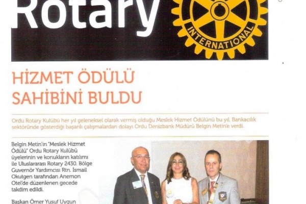 ORDU ROTARY KULÜBÜ YEREL BASIN HABERİ