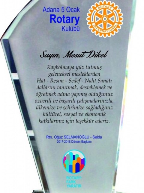 Adana 5 Ocak RK Meslek Hizmetleri Ödülü Verdik