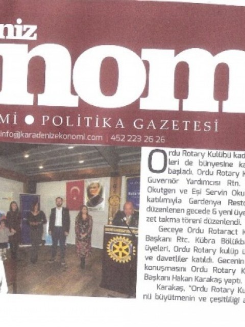 ORDU ROTARY KULÜBÜ YEREL BASINDA