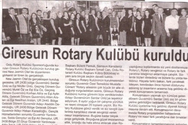 GİRESUN ROTARY KULÜBÜNÜN KURULUŞ BALOSU YAPILDI.