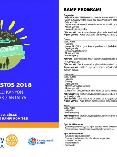 PERGE ROTARY KULÜBÜ BABA ÇOCUK KAMPI ETKİNLİĞİ
