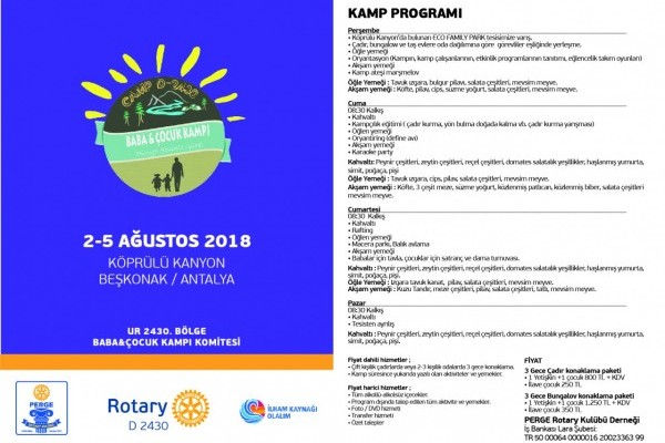 PERGE ROTARY KULÜBÜ BABA ÇOCUK KAMPI ETKİNLİĞİ