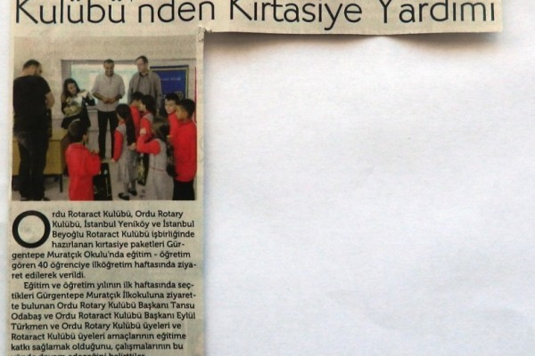 Ordu Rotary Kulübü, Kırtasiye Etkinliği Yerel Basında Geniş yer buldu.