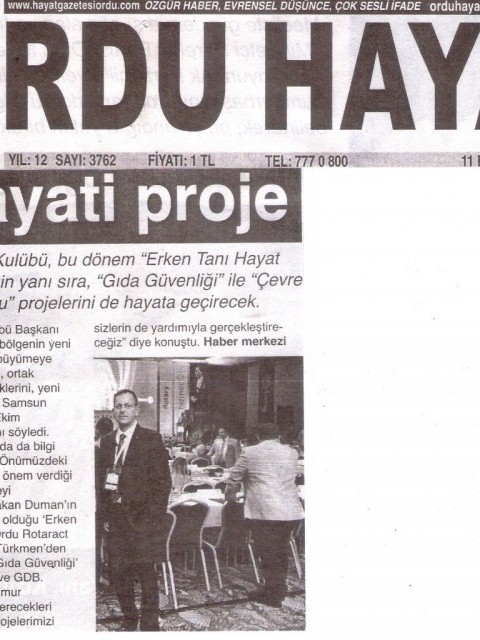 ORDU ROTARY KULÜBÜ PROJELERİ İLE BASINDA YERİNİ ALDI.